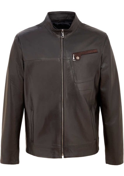 Kahve Hakiki Deri Erkek Hakiki Deri Mont - E22BDM310388-Q3I