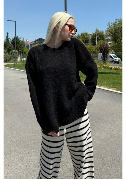 Siyah Bisiklet Yaka Kadın Buklet Kazak MG2480 indirimleri