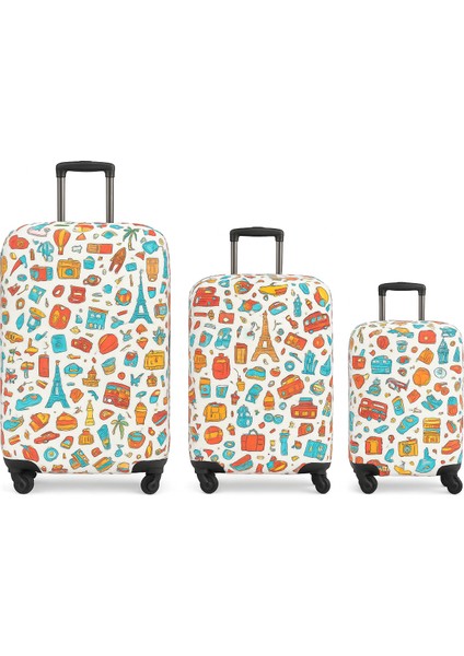 - Çok Renkli Esnek Kumaşlı Valiz Kılıfı - Yıkanabilir & Darbelere Dayanıklı