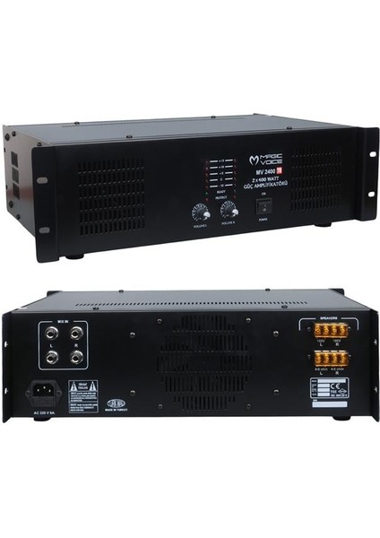 Magicvoice MV-2400 2X400 Watt 4-8 Ohm -100 V 19 Rack Hat Trafolu Power Anfi fiyatları