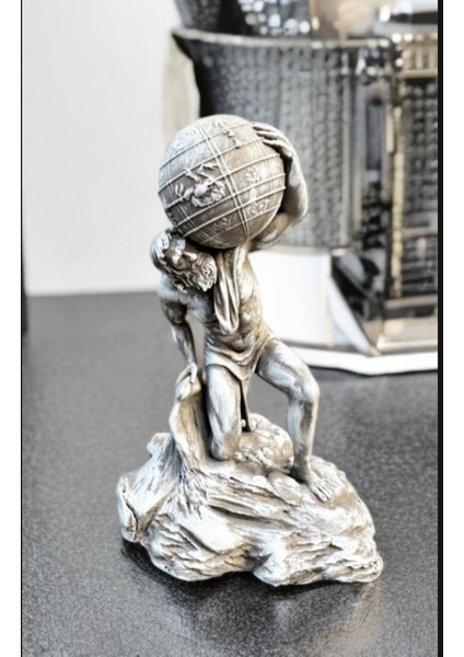 Atlas Heykeli Dünyayı Taşıyan Adam 16 Cm Masa Üstü Vitrin Heykel Biblo