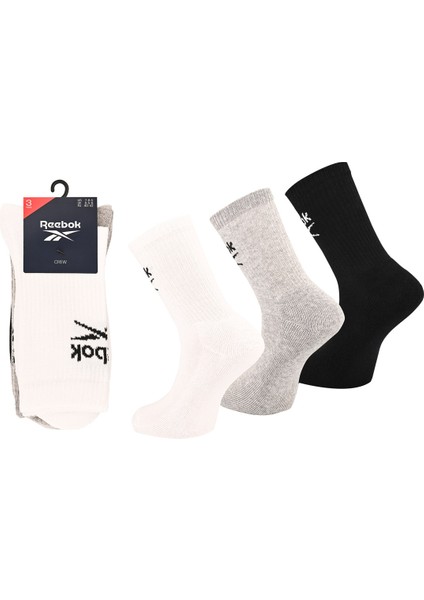 R0258CREWVECTOR3'LU Beyaz Unisex Çorap