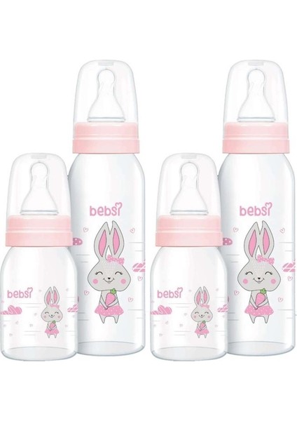 Pembe Cam Biberon Seti 250ML ve 125ML, 2'li Paket