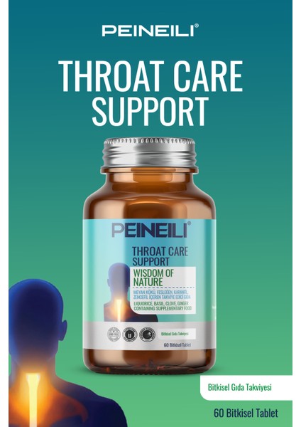Thoroat Care Support Meyan Kökü Fesleğen Karanfil Zencefil Içeren Gıda Takviyesi 60 Bitkisel Tablet indirimleri