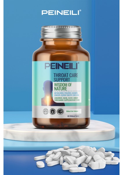Thoroat Care Support Meyan Kökü Fesleğen Karanfil Zencefil Içeren Gıda Takviyesi 60 Bitkisel Tablet