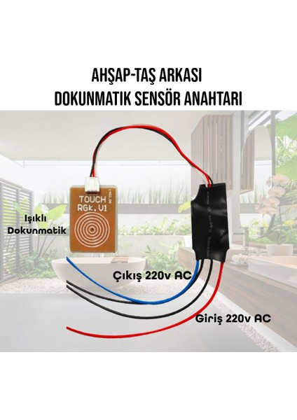 Ahşap-Taş Arkası 220V Dokunmatik Sensör Anahtarı
