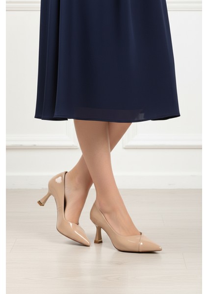 Bej Rugan Ince Topuklu Kadın Abiye Ayakkabı 357164 Z modelleri