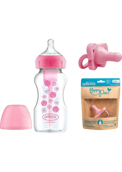 Bebek Biberon ve Emzik Seti 0-6 Ay, Pembe, 270ML, Geniş Ağız, Sağlıklı ve Güvenli