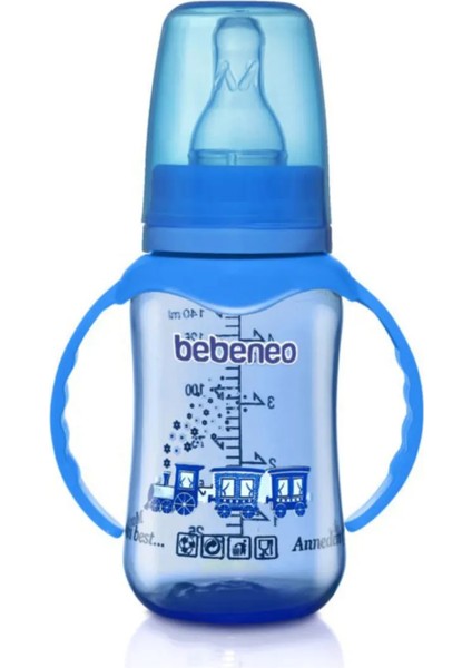 Renkli Kulplu 140 ml Pp Biberon, Mavi