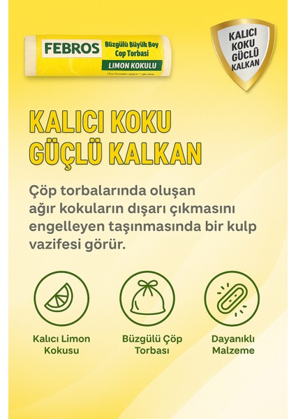 5'li Büyük Boy 65X70CM Avantaj Limon Kokulu Büzgülü Dayanıklı Extra Koruma Çöp Poşeti indirimleri