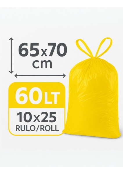 5'li Büyük Boy 65X70CM Avantaj Limon Kokulu Büzgülü Dayanıklı Extra Koruma Çöp Poşeti