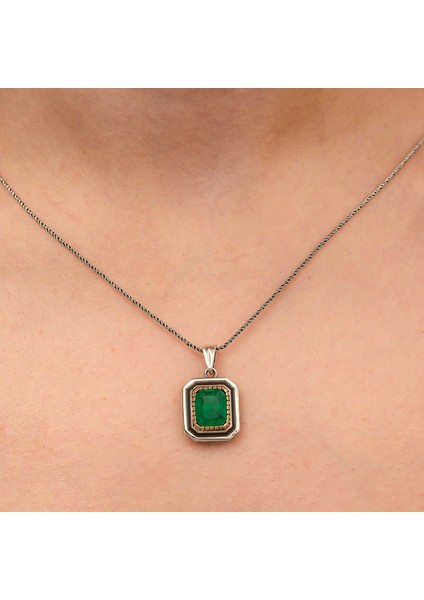 Gümüş Yeşil Taşlı Otantik Kadın Kolye (BC-C5CA42) modelleri
