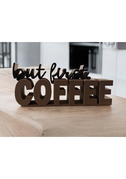 But First Coffee" Dekoratif Masa Panosu - Dekoratif Kahve Köşesi -