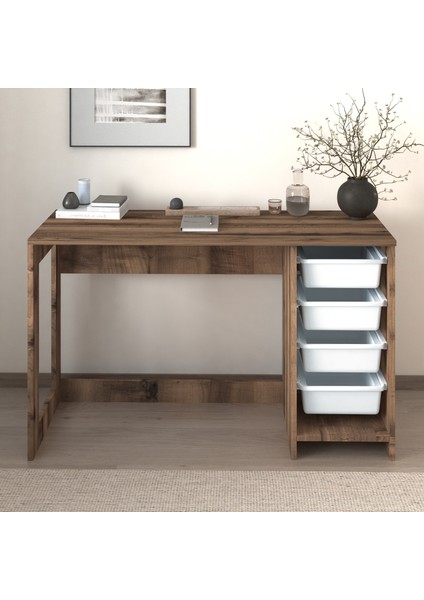 Hero Modern Çalışma Masası - 120 cm - Antik Ceviz