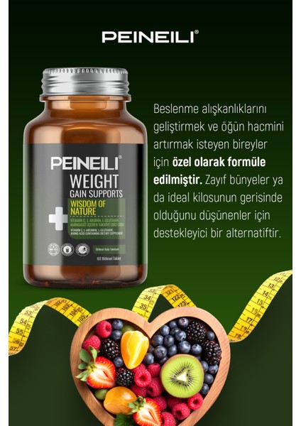Weıght Gaın Supports Vitamin C L- Arjinin L- Glutamin Aminoasit Içeren Gıda Takviyesi 60 Tablet