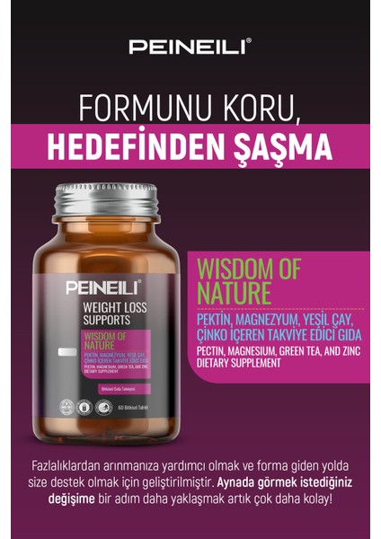 Weıght Loss Supports Pektin Magnezyum Yeşil Çay Çinko Içeren Gıda Takviyesi 60 Bitkisel Tablet modelleri