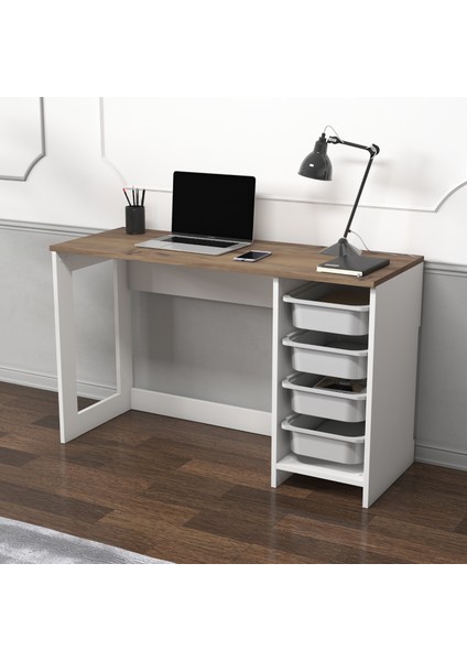 Hero Modern Çalışma Masası - 120 cm - Beyaz/Antik Ceviz fiyatları