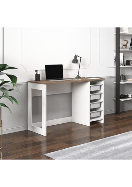 Hero Modern Çalışma Masası - 120 cm - Beyaz/Antik Ceviz modelleri