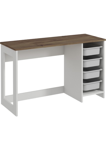 Hero Modern Çalışma Masası - 120 cm - Beyaz/Antik Ceviz fırsatları