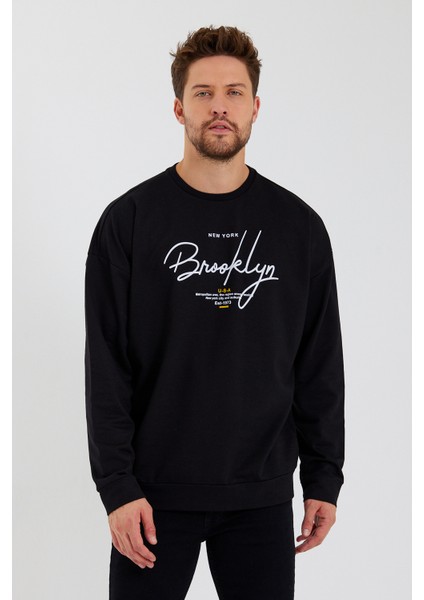 Süperlife Erkek Bisiklet Yaka Regular Fit El Yazılı Brooklyn Ince Sweatshirt SPR23SW331 fiyatları