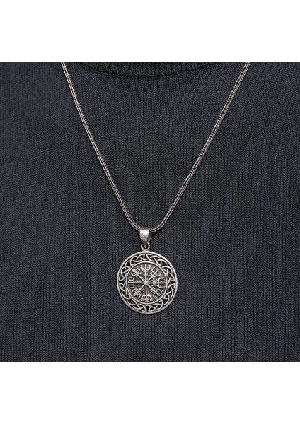 Gümüş Viking Pusula Erkek Kolye (BC-EE74AD) fiyatları