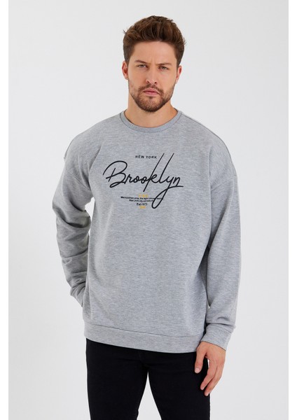 Süperlife Erkek Bisiklet Yaka Regular Fit El Yazılı Brooklyn Ince Sweatshirt SPR23SW331 fiyatları