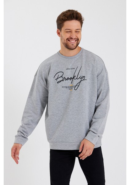Süperlife Erkek Bisiklet Yaka Regular Fit El Yazılı Brooklyn Ince Sweatshirt SPR23SW331 modelleri