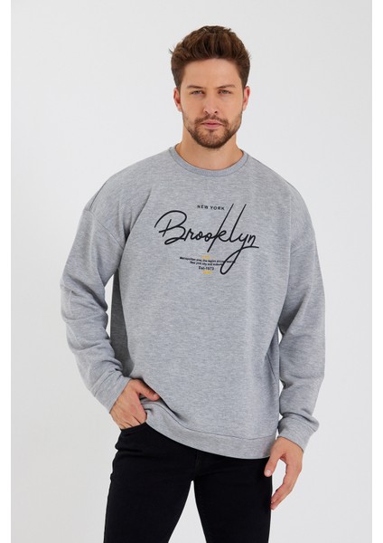Süperlife Erkek Bisiklet Yaka Regular Fit El Yazılı Brooklyn Ince Sweatshirt SPR23SW331 fırsatları