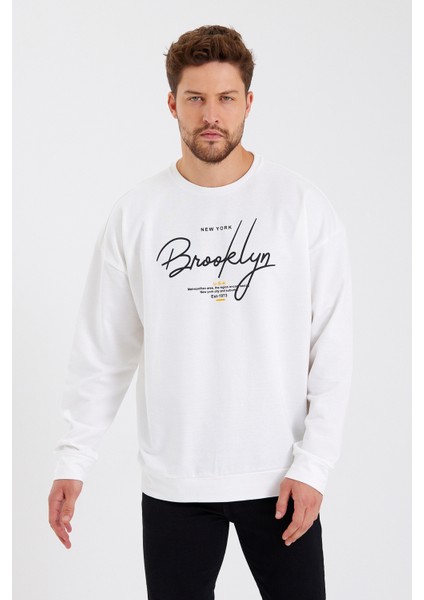 Süperlife Erkek Bisiklet Yaka Regular Fit El Yazılı Brooklyn Ince Sweatshirt SPR23SW331 fırsatları
