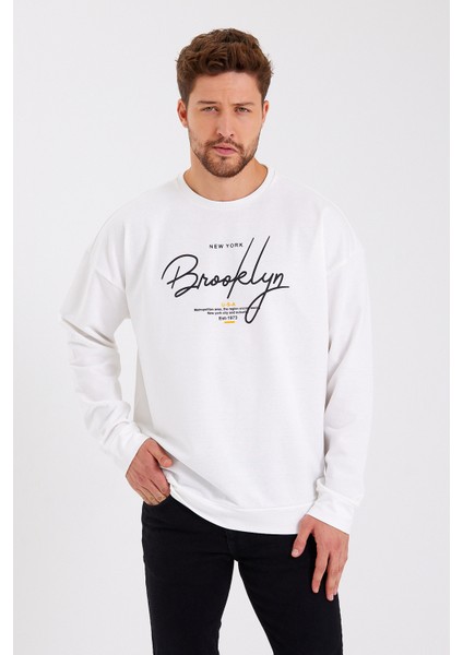 Süperlife Erkek Bisiklet Yaka Regular Fit El Yazılı Brooklyn Ince Sweatshirt SPR23SW331 indirimleri