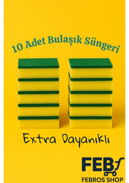 10 Adet Klasik Bulaşık Süngeri Ekonomik Brite Sünger Temizlik Dayanıklı Bulaşık Süngeri