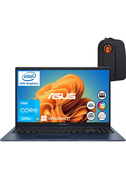 Vivobook 15 X1504VA Intel Core I3 1315U 8gb 512GB SSD W11 15.6" Taşınabilir Bilgisayar + Djt Çanta