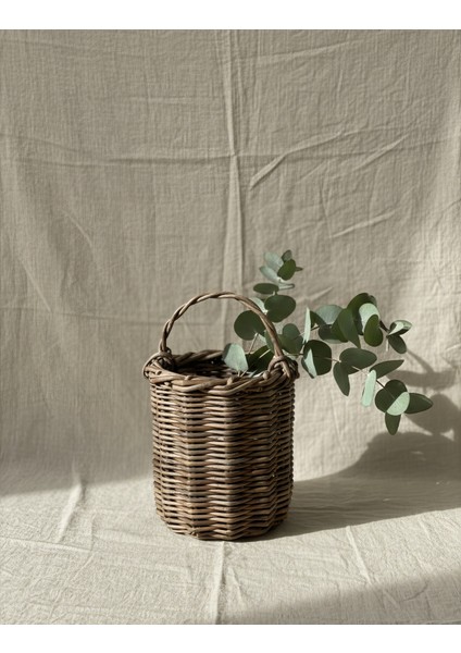 Doğal Rattan Bambu Hasır Görünümlü Duvar Dekorasyonu Düzenleyici Organizer – El Yapımı Sepet