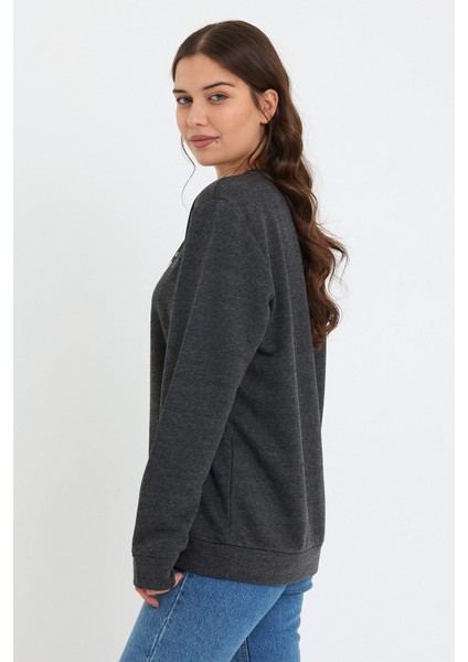 Süperlife Kadın Bisiklet Yaka Oversize Fit Brooklyn Baskılı Ince Sweatshirt SPR23SWK330 modelleri