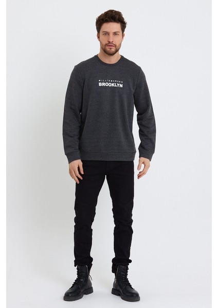 Süperlife Erkek Bisiklet Yaka Regular Fit Brooklyn Baskılı Ince Sweatshirt SPR23SW330 indirimleri