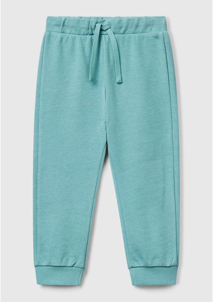 Erkek Çocuk Gri-Yeşil Arka Cebi Logo Eşofman Altı