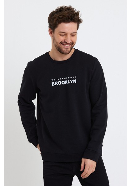 Süperlife Erkek Bisiklet Yaka Regular Fit Brooklyn Baskılı Ince Sweatshirt SPR23SW330 modelleri