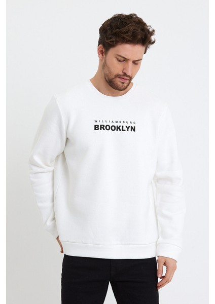 Süperlife Erkek Bisiklet Yaka Regular Fit Brooklyn Baskılı Ince Sweatshirt SPR23SW330 indirimleri