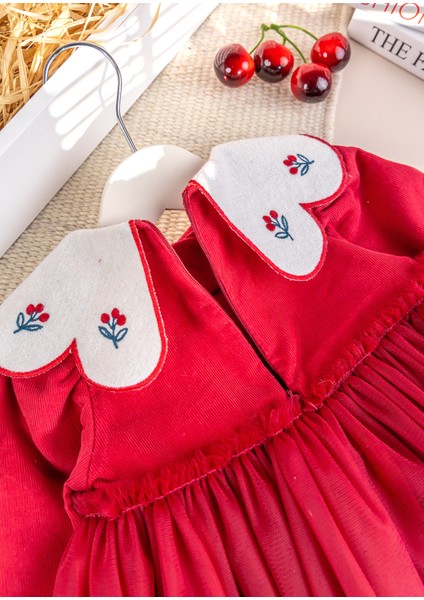 Bebe Yaka Tül Etekli Şık Özel Gün Kadife Bebek Elbise fırsatları