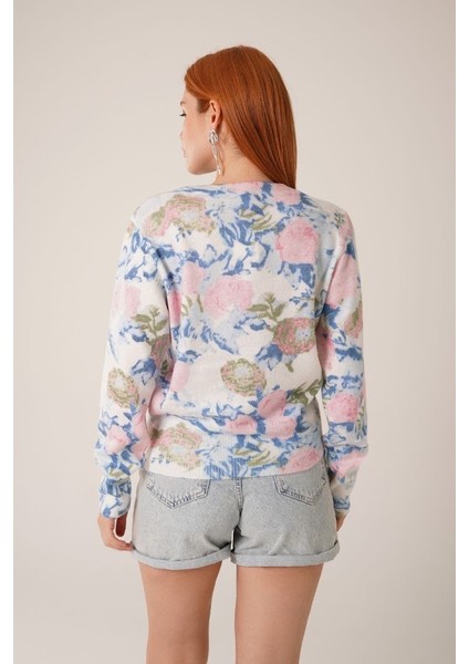 Retro Çiçek Desenli Yumoş Kazak modelleri