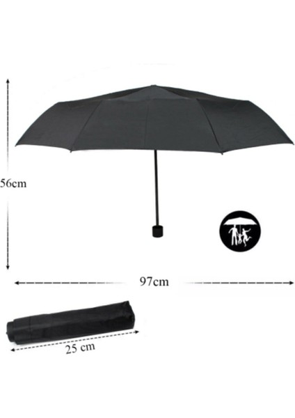 Mini Çanta Boy Bayan Şemsiyesi Siyah Şemsiye