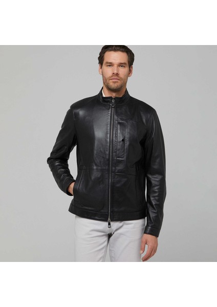 Siyah Hakiki Deri Erkek Hakiki Deri Mont - E22IDM310250-Q3H