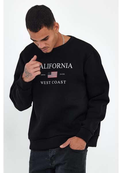 Süperlife Erkek Bisiklet Yaka Rahat Kalıp Içi Polarlı 3 Iplik Amerikan Baskılı Swetashırt SPR24SW26 fiyatları