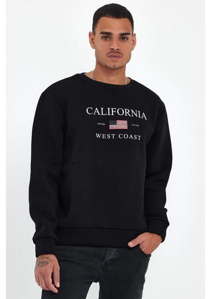 Süperlife Erkek Bisiklet Yaka Rahat Kalıp Içi Polarlı 3 Iplik Amerikan Baskılı Swetashırt SPR24SW26 modelleri