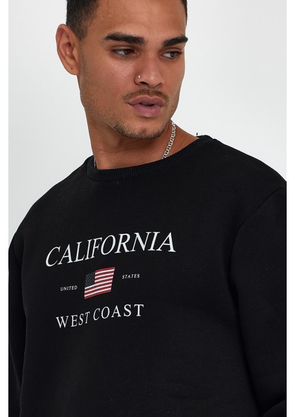 Süperlife Erkek Bisiklet Yaka Rahat Kalıp Içi Polarlı 3 Iplik Amerikan Baskılı Swetashırt SPR24SW26 fırsatları