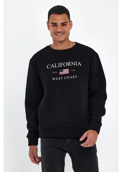 Süperlife Erkek Bisiklet Yaka Rahat Kalıp Içi Polarlı 3 Iplik Amerikan Baskılı Swetashırt SPR24SW26 indirimleri