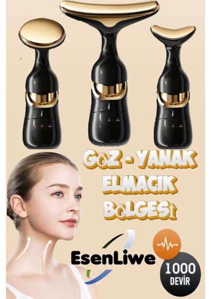 3 Başlıklı Yüz, Gözler ve Boyun Masajı Cilt Bakımı, Göz Torbalarını Giderme Silikon Buz Kalıbı