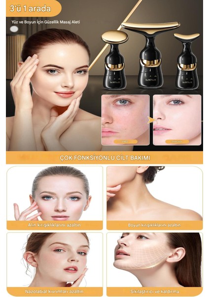 3 Başlıklı Yüz, Gözler ve Boyun Masajı Cilt Bakımı, Göz Torbalarını Giderme Silikon Buz Kalıbı indirimleri