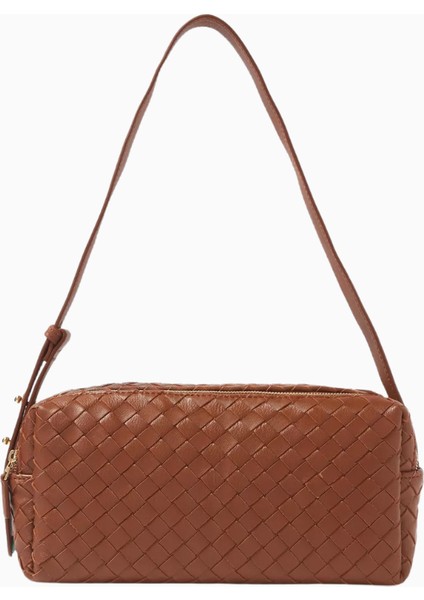 Trousse Kahverengi Örgü Deri, Zarif ve Lüks Omuz Çantası, Paris Modern Tarzı