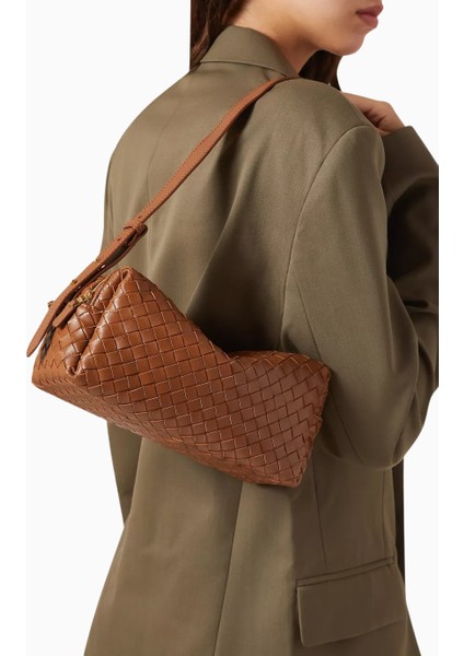Trousse Kahverengi Örgü Deri, Zarif ve Lüks Omuz Çantası, Paris Modern Tarzı fiyatları